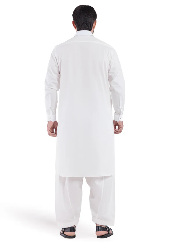 White-Cotton-Shalwar Suit - (MPS25SSS2052) - Image 4