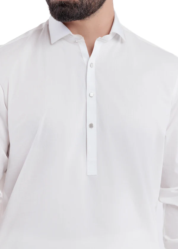 White-Cotton-Shalwar Suit - (MPS25SSS2052) - Image 3