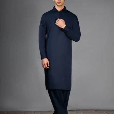 Navy Blue Casual Kameez Shalwar