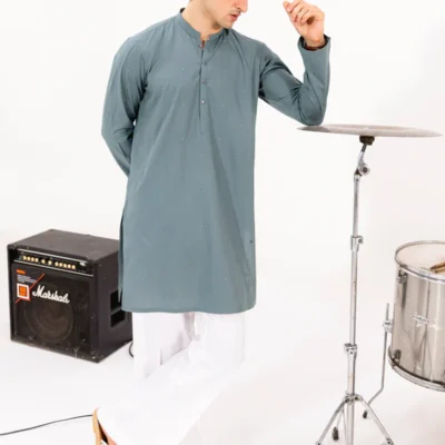 Aqua-Blended-Kurta - (M25KUE1041) (Ready To Wear)