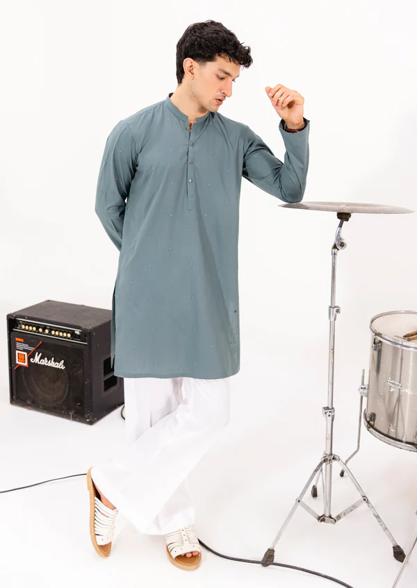 Aqua-Blended-Kurta - (M25KUE1041) (Ready To Wear)