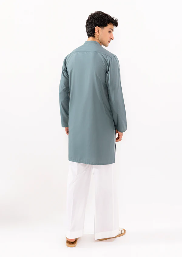 Aqua-Blended-Kurta - (M25KUE1041) (Ready To Wear) - Image 2