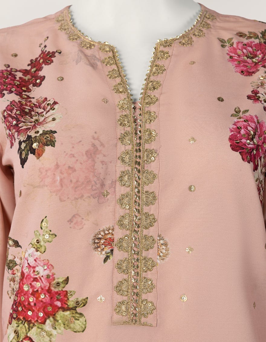 Pink Raw Silk Embroidered Co-Ord Set - Image 3