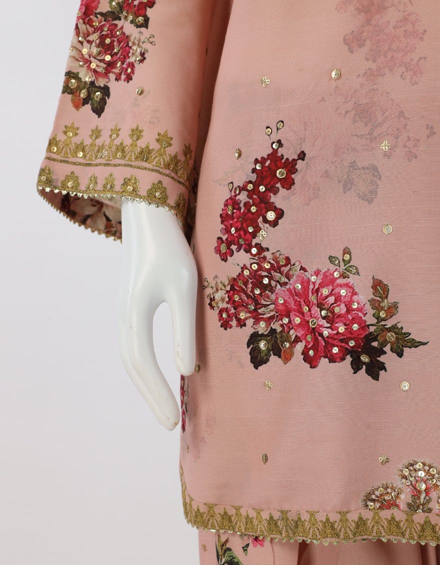 Pink Raw Silk Embroidered Co-Ord Set - Image 4