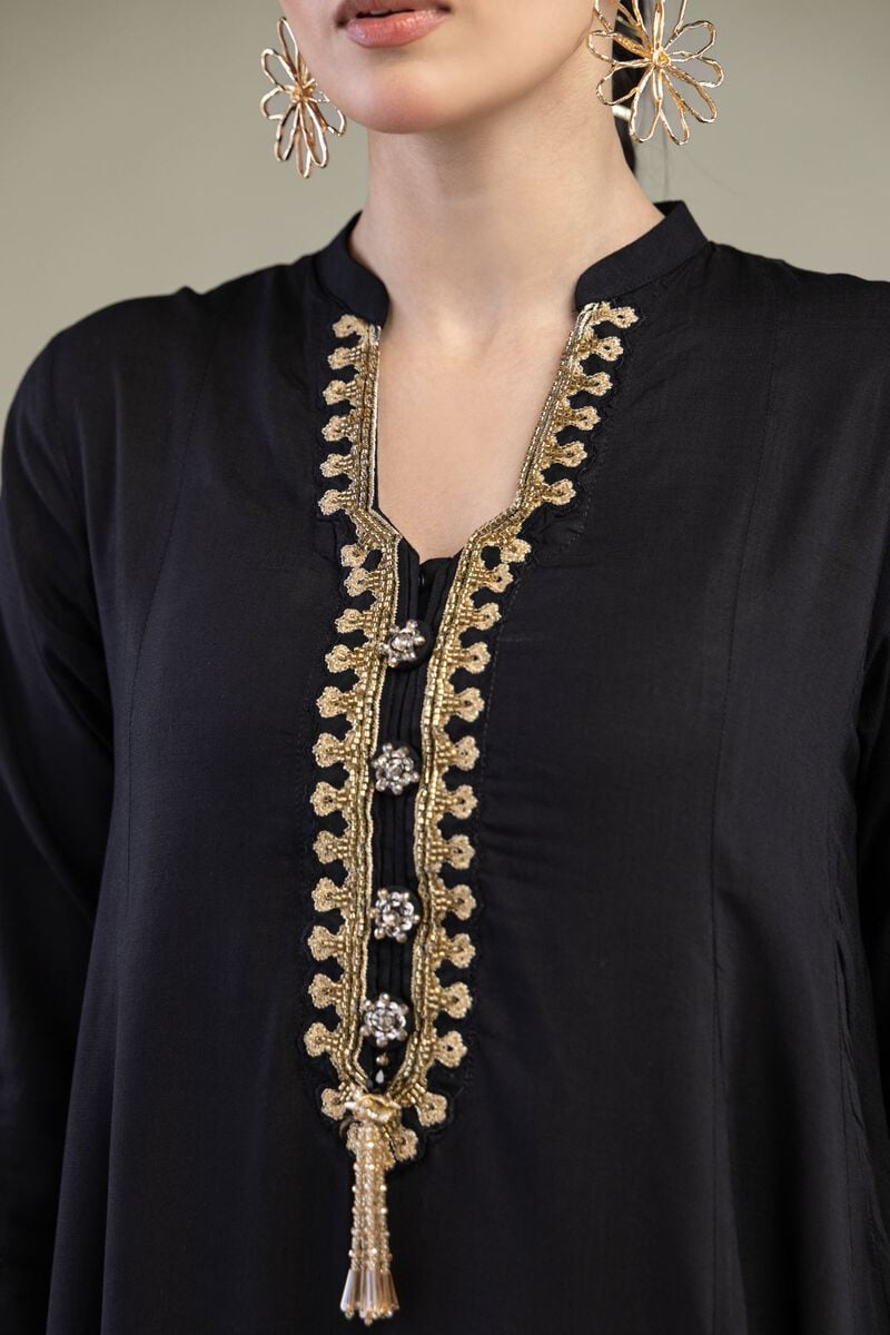 Black Longline Kurta - Image 2