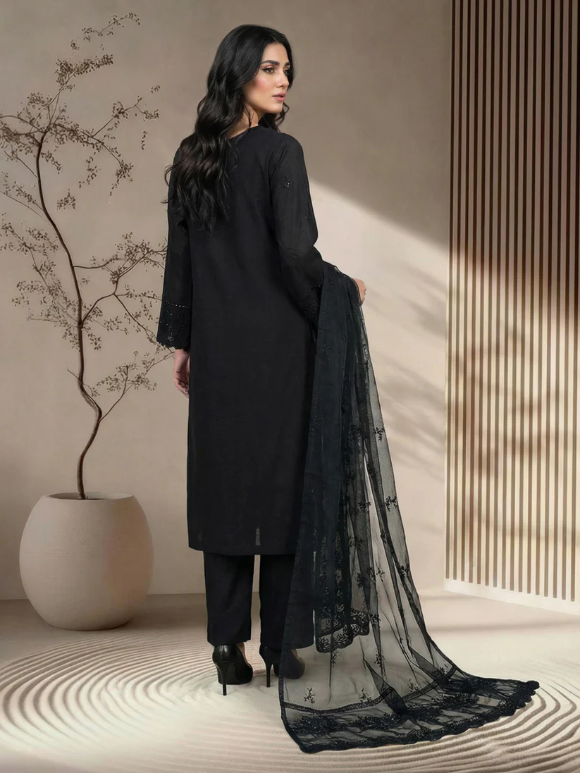 3 Piece Raw Silk Suit- Embroidered (Pret) - Image 2