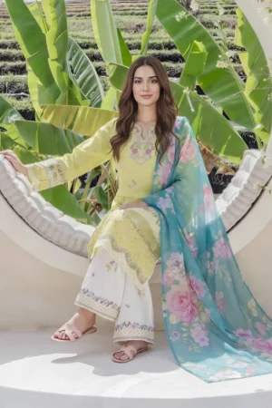 3 Piece Dobby Suit- Embroidered (Pret)