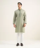 Embroidered Cotton Jacquard Kurta