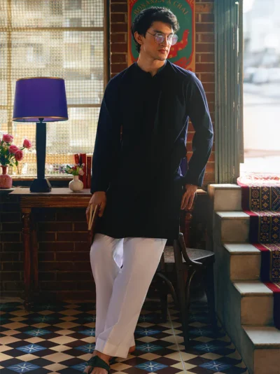 Navy-Blended-Kurta