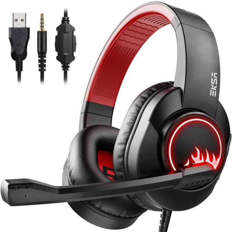 Eksa T8 Wired Over Ear Headphones With Mic With Noise Canceling, Pc With Surround Stereo Sound Led Light For Ps4, Pc, Laptop - Image 2