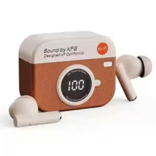 X73 Retro Camera Leather Grain Design Wireless Earbuds - Image 3